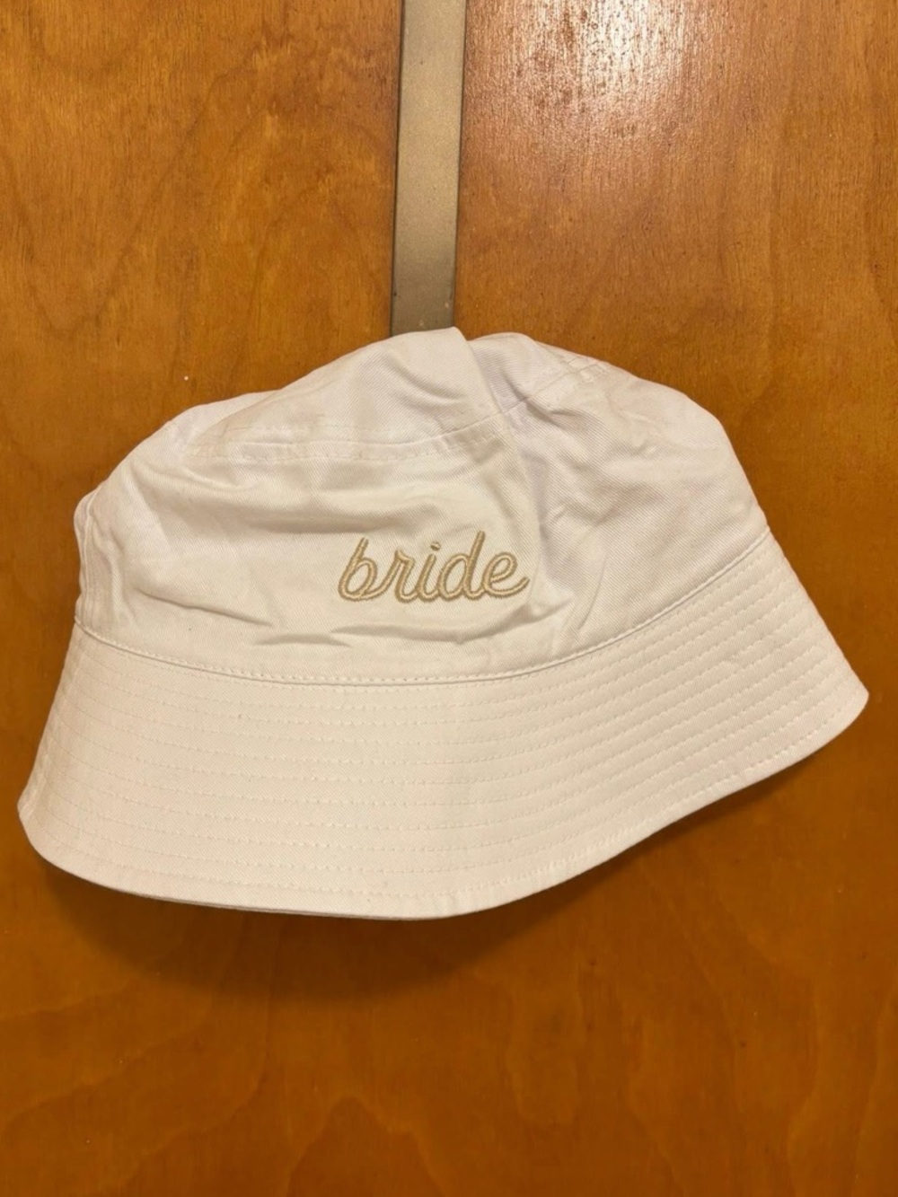 Bride Embroidered White Bucket Hat